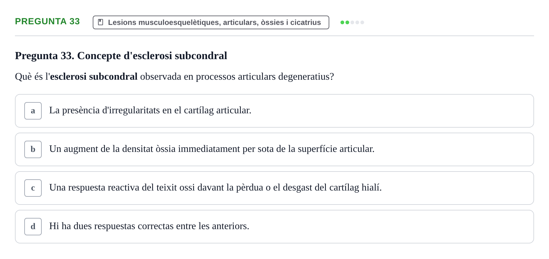 Enunciado: Pregunta 33 · Fonaments de Fisioteràpia UAB 2021