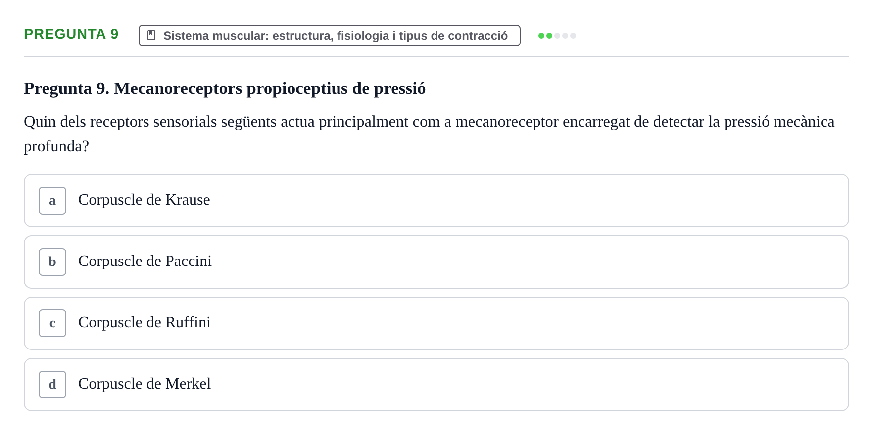 Enunciado: Pregunta 9 · Fonaments de Fisioteràpia UAB 2021