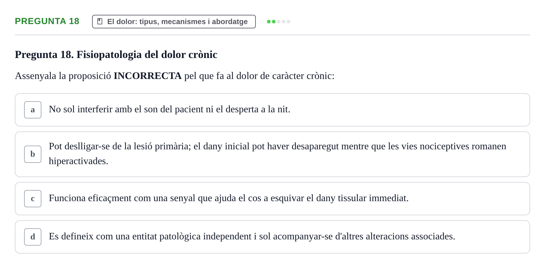 Enunciado: Pregunta 18 · Fonaments de Fisioteràpia UAB 2021