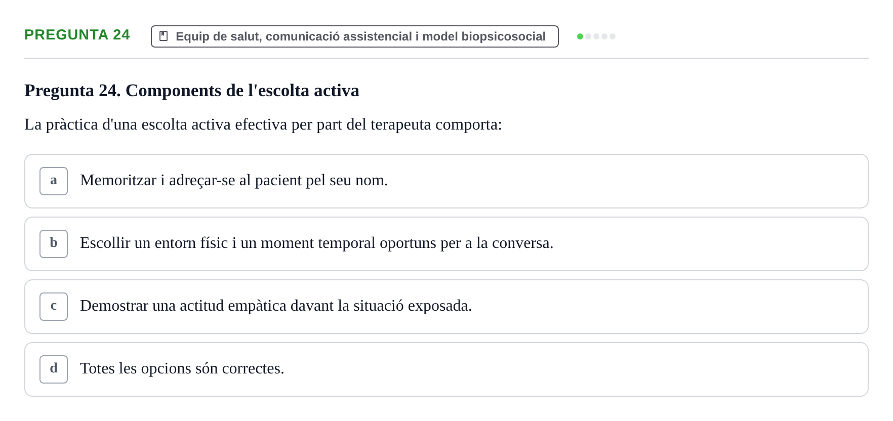 Enunciado: Pregunta 24 · Fonaments de Fisioteràpia UAB 2021