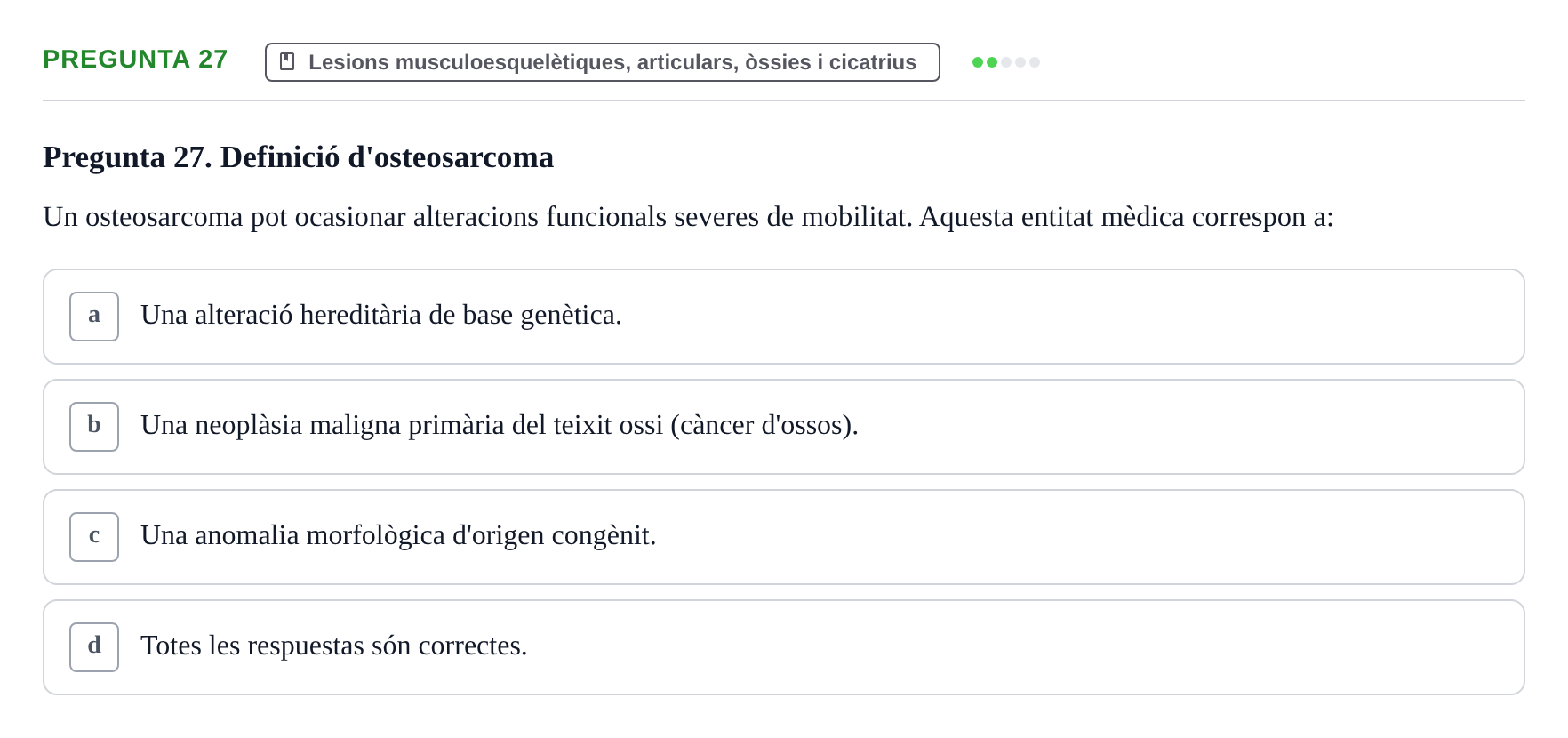 Enunciado: Pregunta 27 · Fonaments de Fisioteràpia UAB 2021