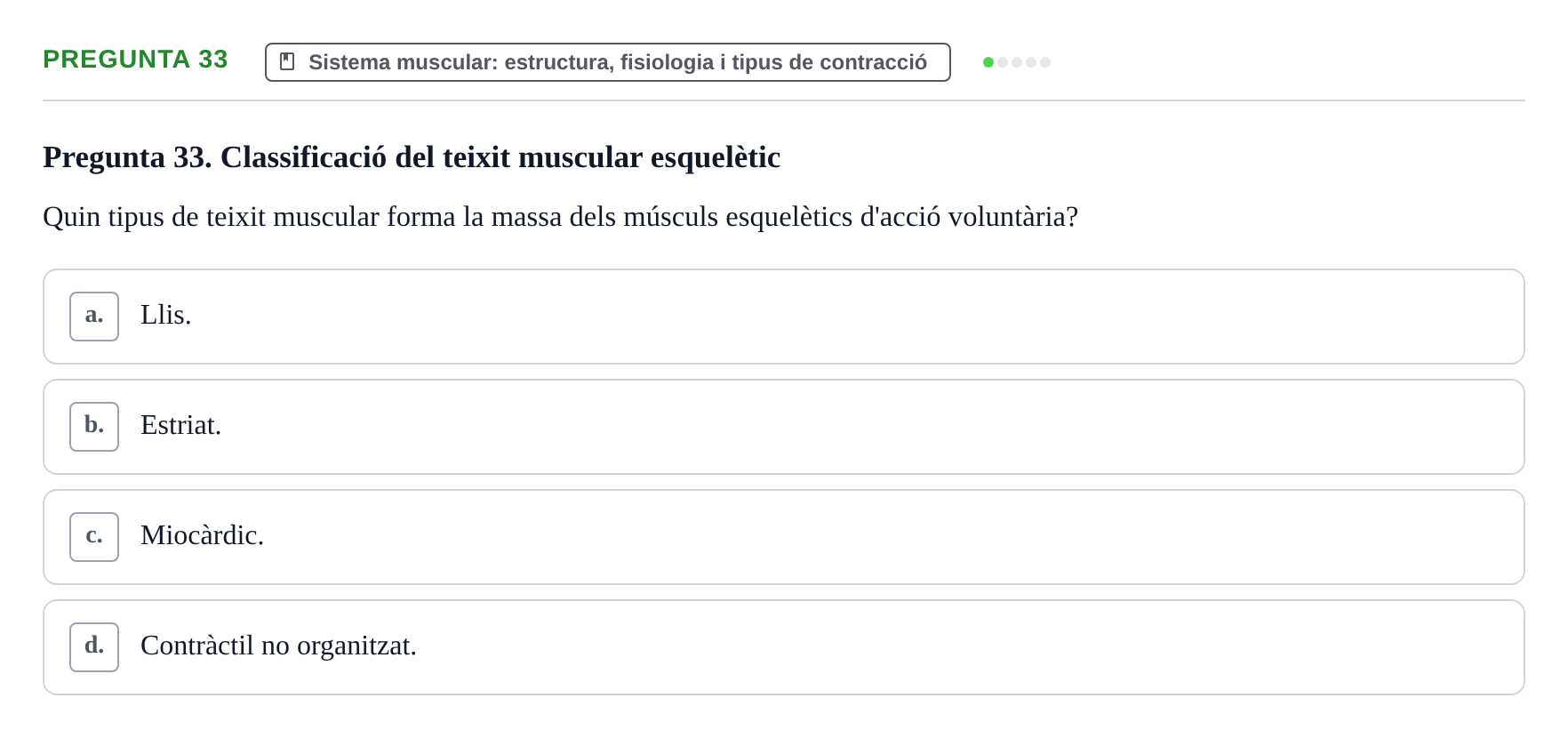 Enunciado: Pregunta 33 · Fonaments de Fisioteràpia UAB 2021