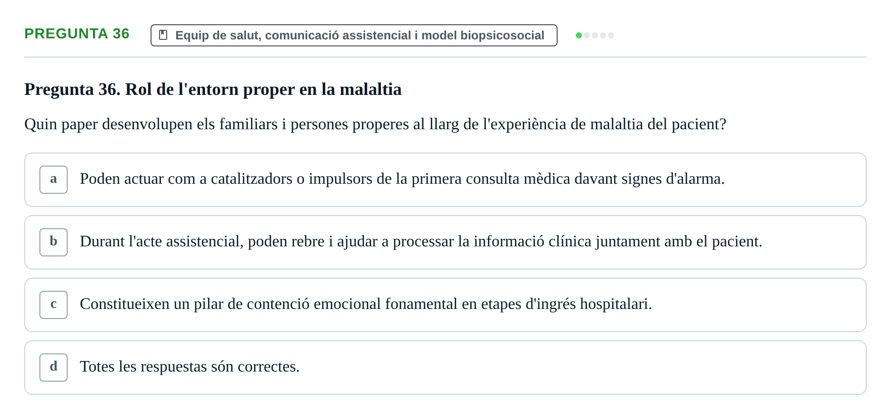 Enunciado: Pregunta 36 · Fonaments de Fisioteràpia UAB 2021