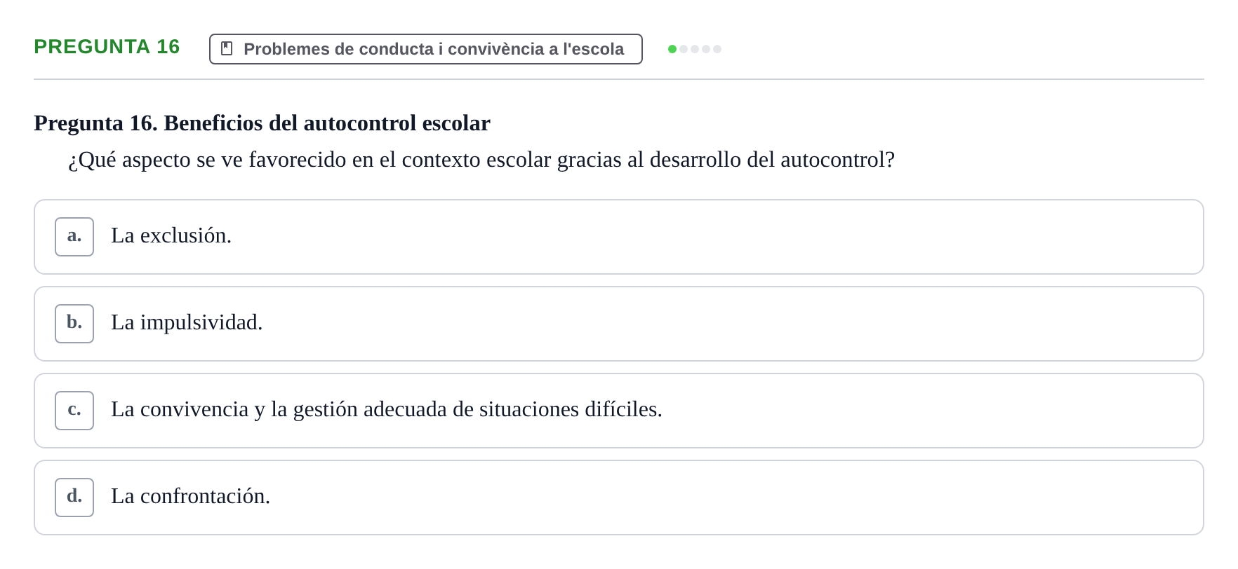 Enunciado: Pregunta 16