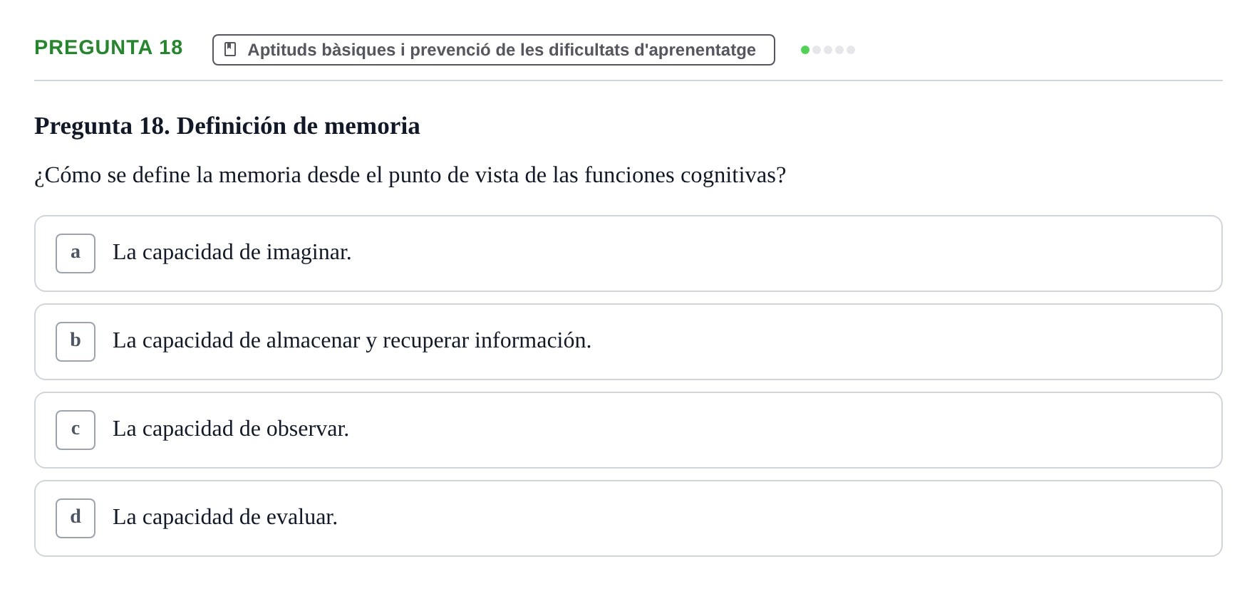 Enunciado: Pregunta 18