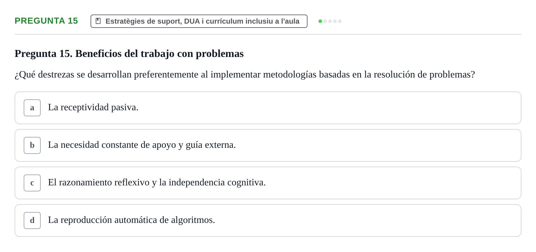 Enunciado: Pregunta 15