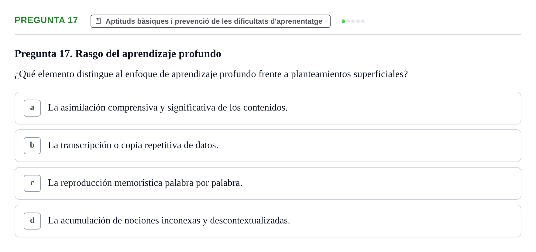 Enunciado: Pregunta 17