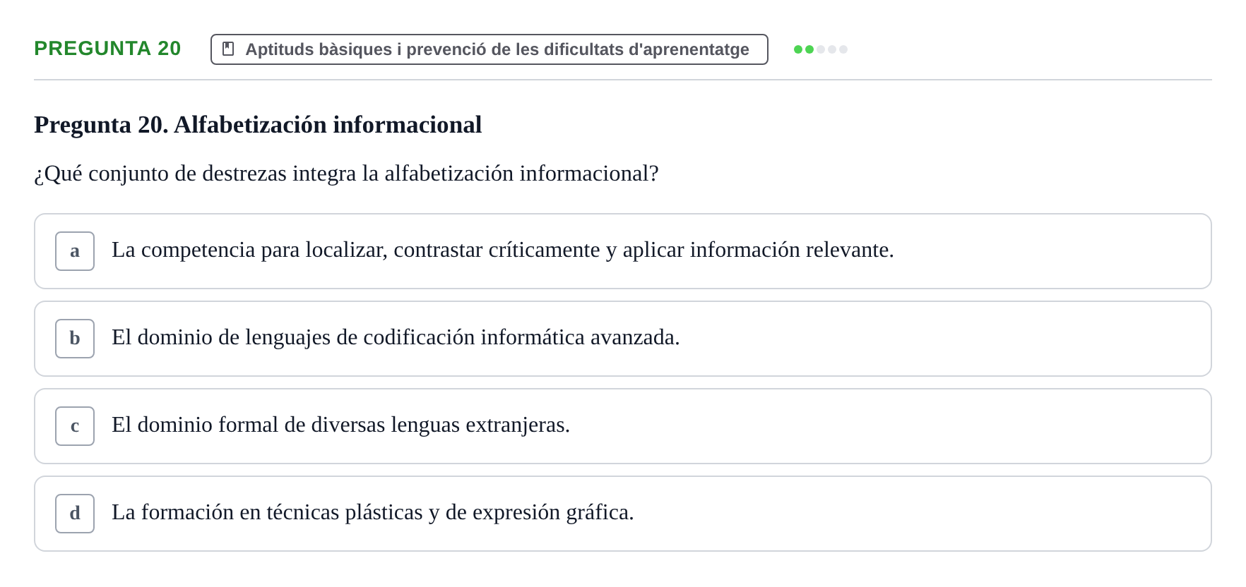 Enunciado: Pregunta 20