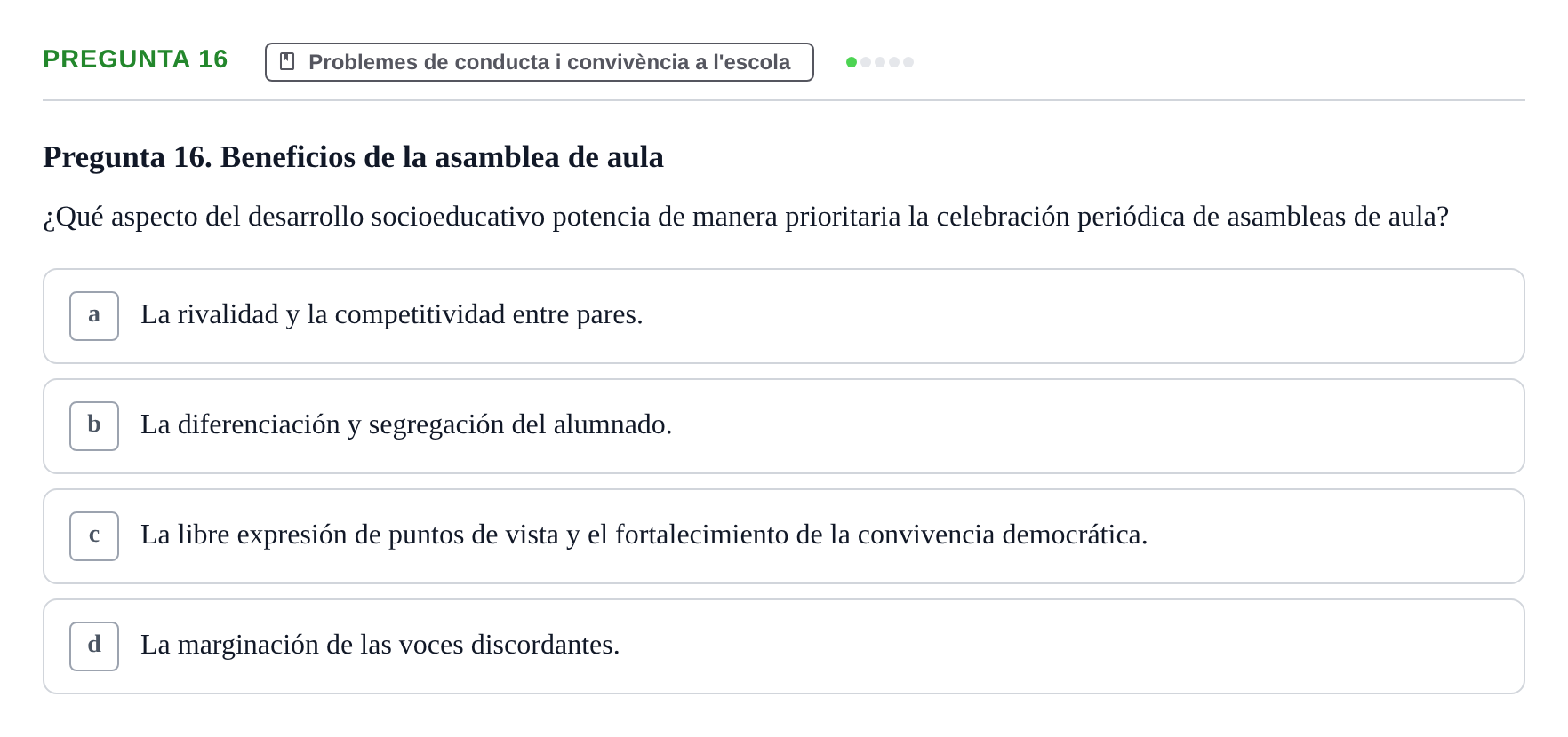 Enunciado: Pregunta 16