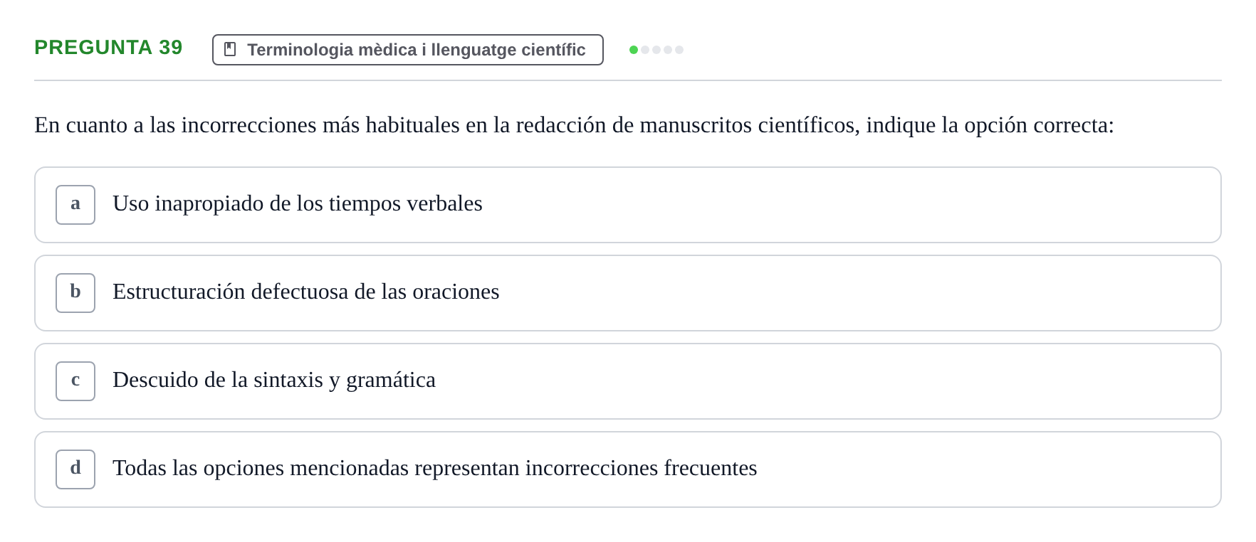 Enunciado: Pregunta 39 · Bioestadística i Metodologia UAB 2017