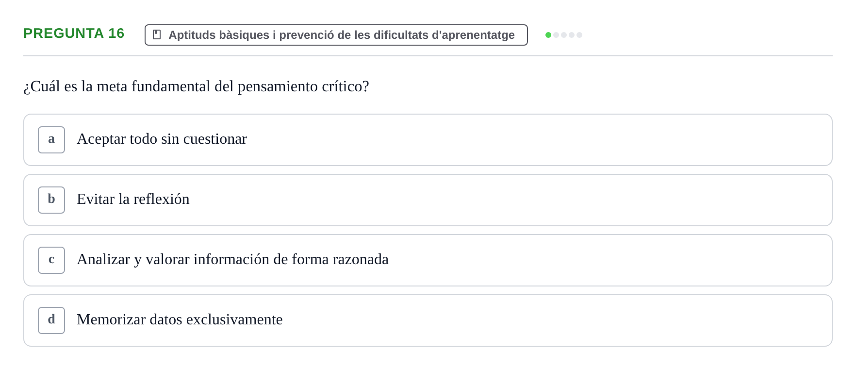 Enunciado: Pregunta 16
