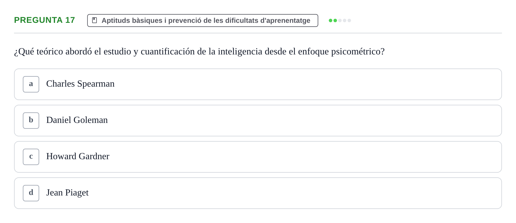 Enunciado: Pregunta 17