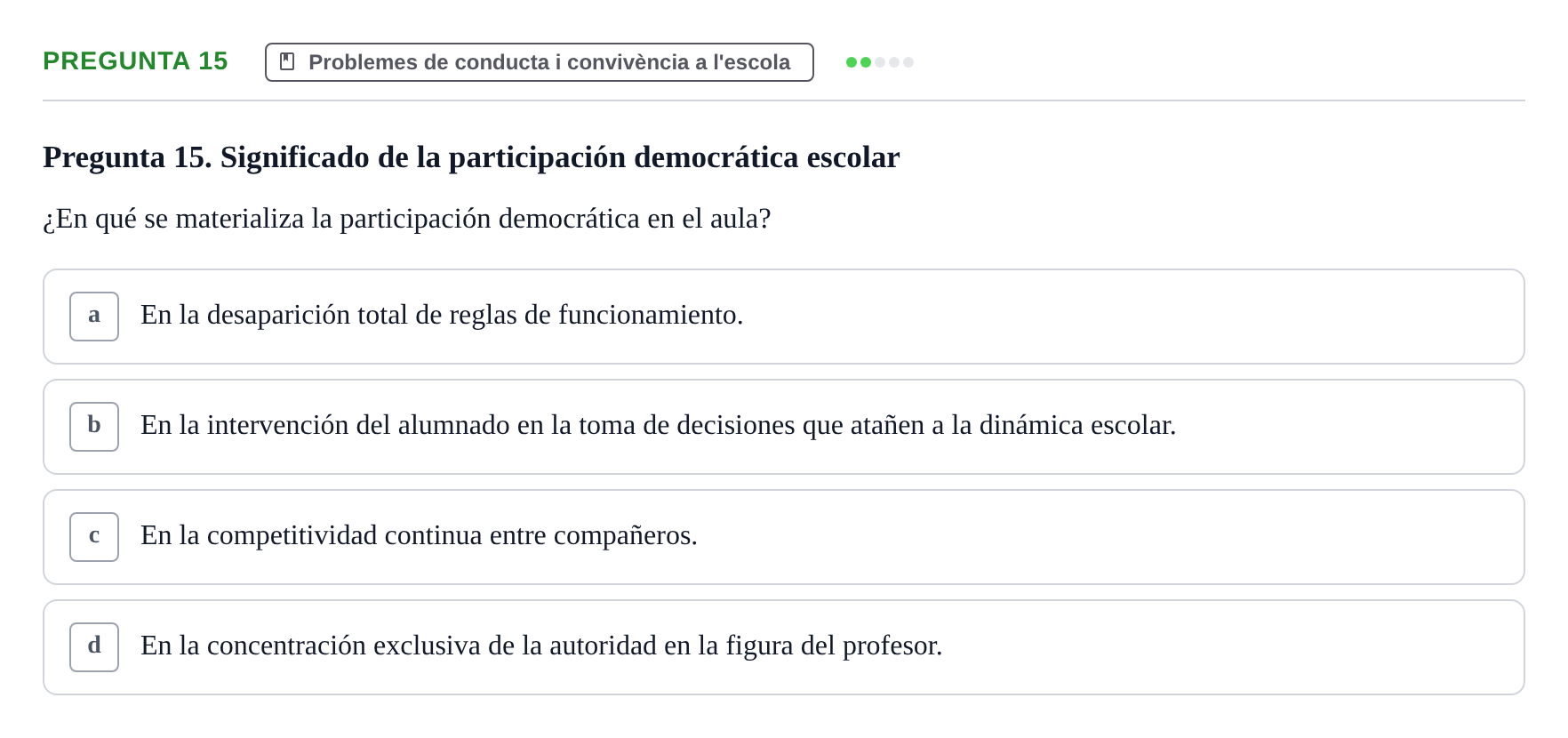 Enunciado: Pregunta 15