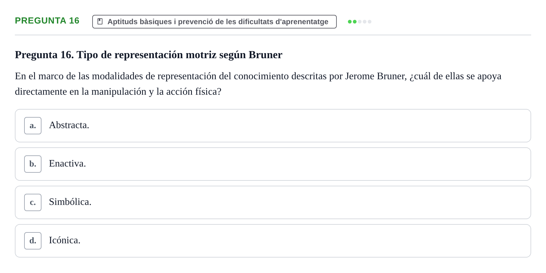 Enunciado: Pregunta 16