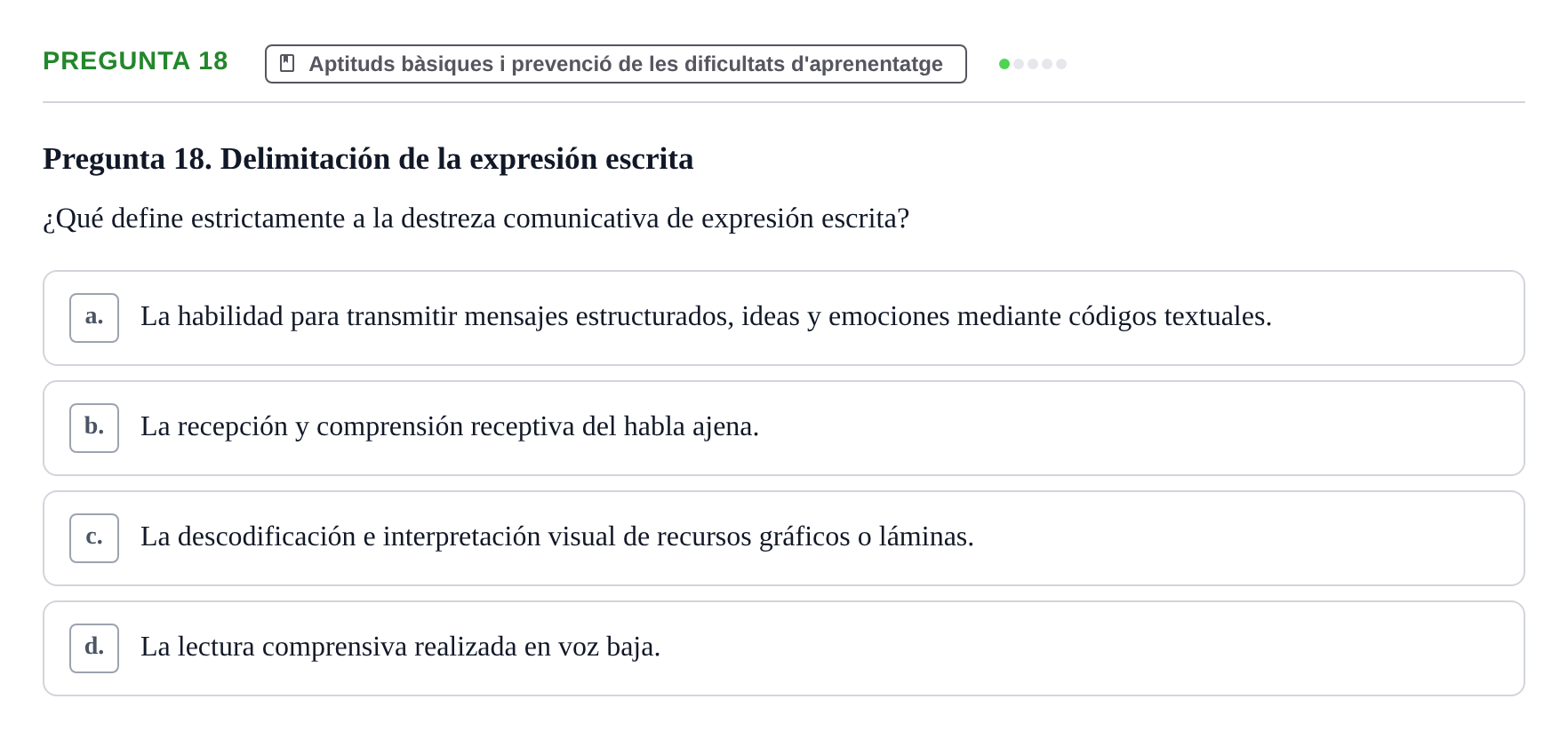 Enunciado: Pregunta 18