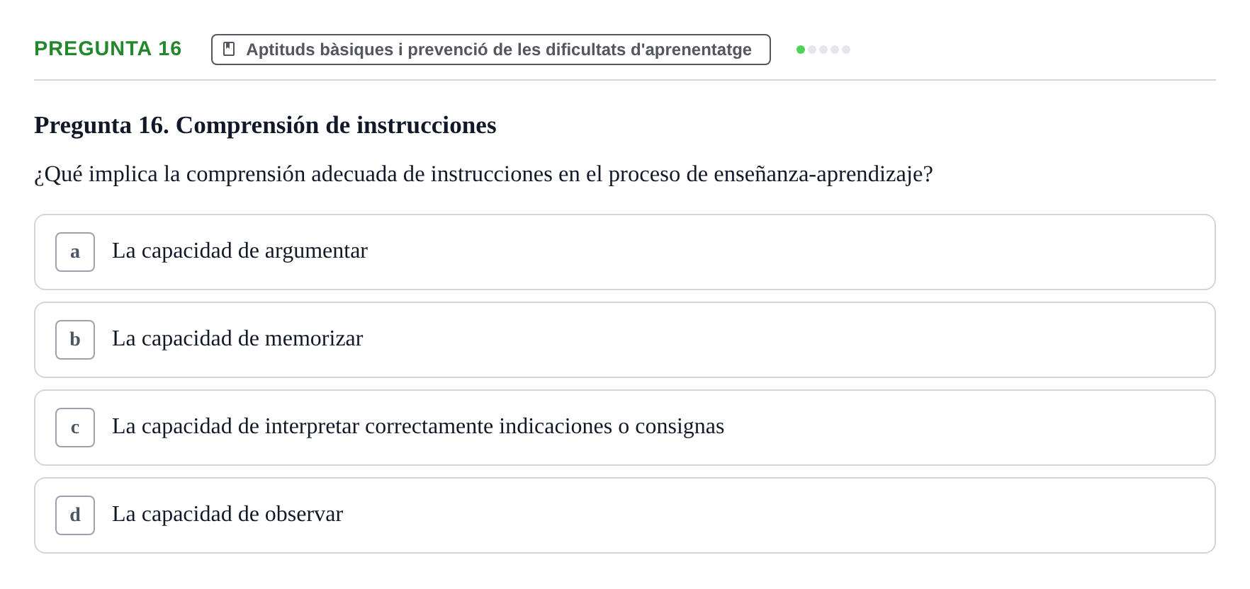 Enunciado: Pregunta 16