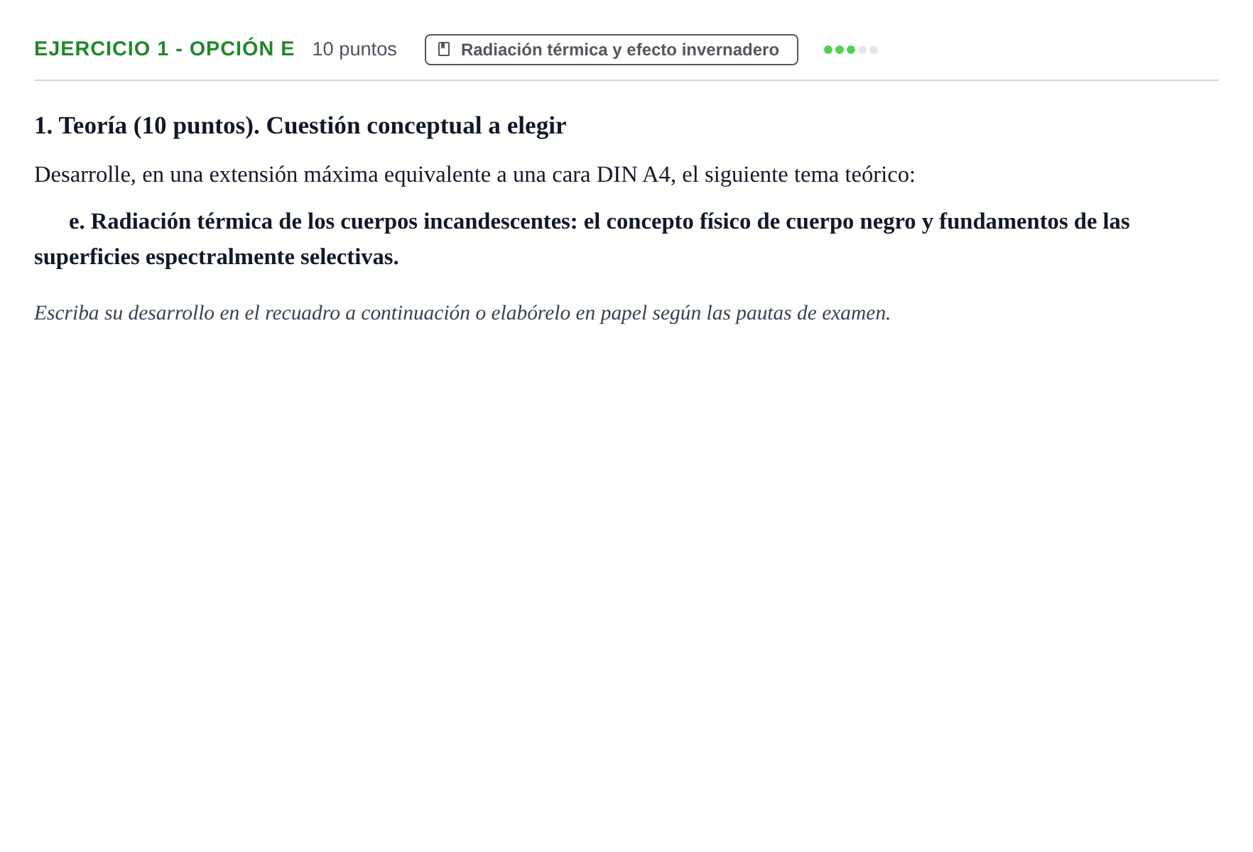 Enunciado: Ejercicio 1 - Opción e · Física II UPC 2016