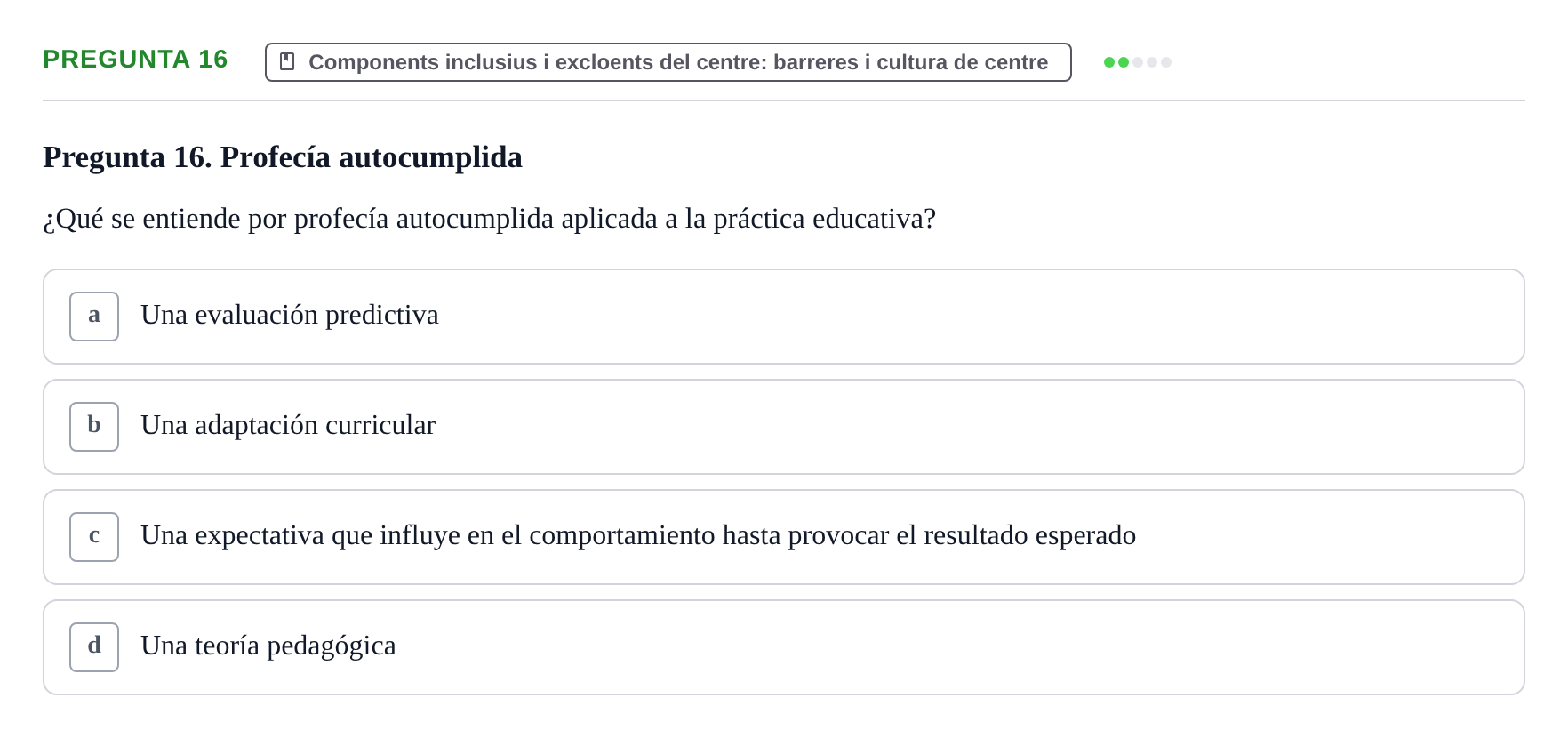 Enunciado: Pregunta 16