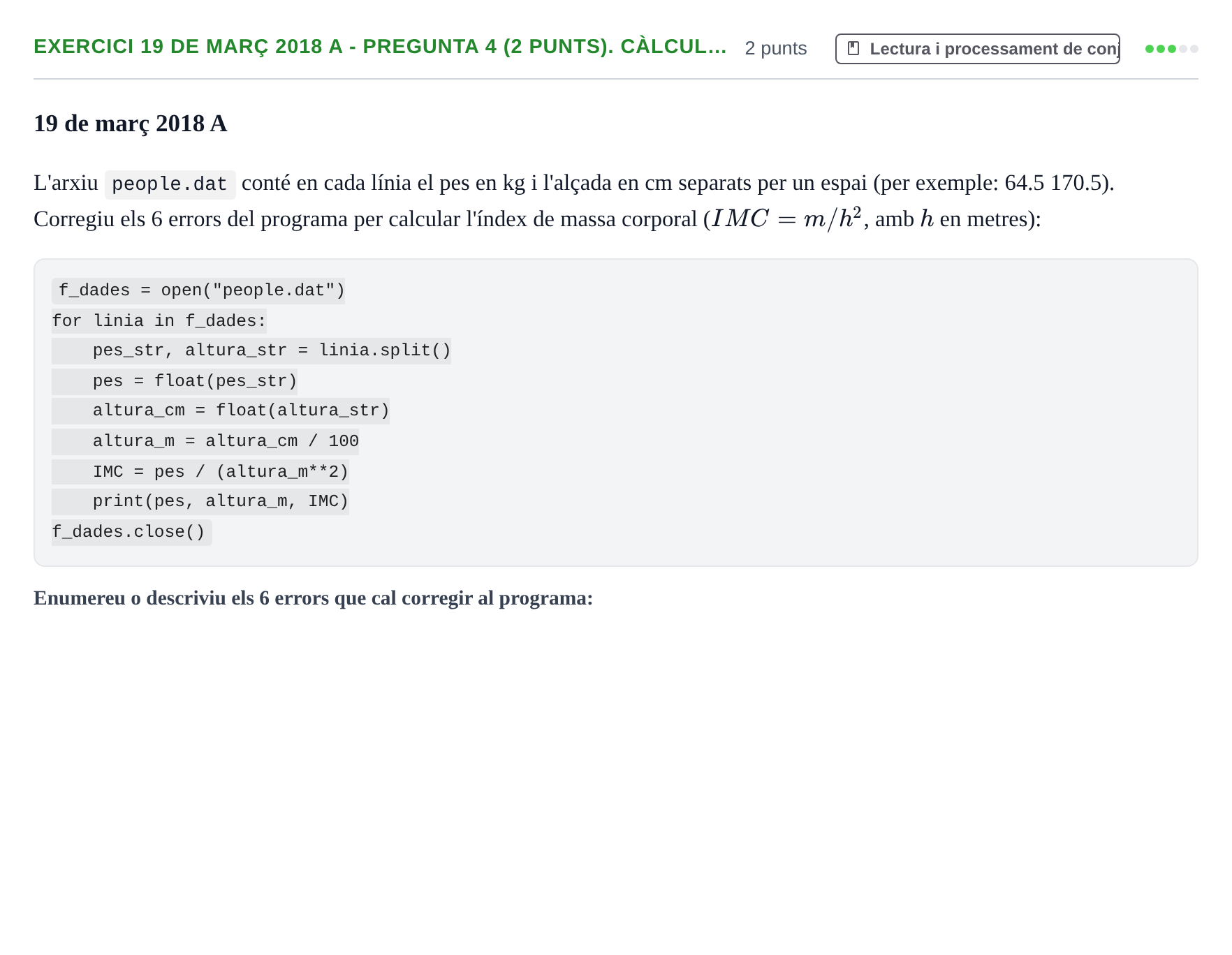 Enunciado: Ejercicio 19 de març 2018 A - Pregunta 4 (2 punts). Càlcul… · Recursos Informáticos UB 2016