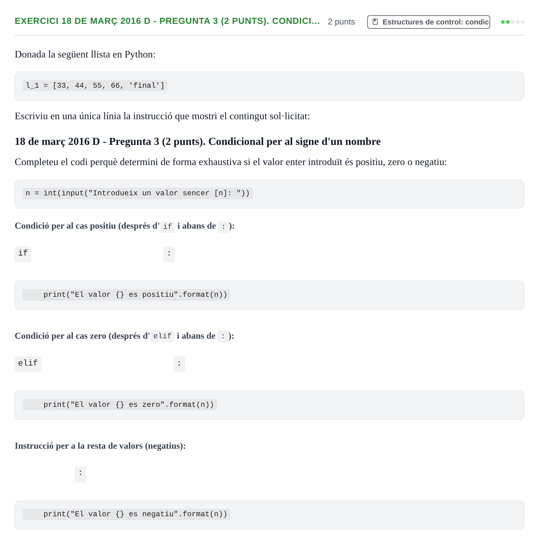 Enunciado: Ejercicio 18 de març 2016 D - Pregunta 3 (2 punts). Condici… · Recursos Informáticos UB 2016