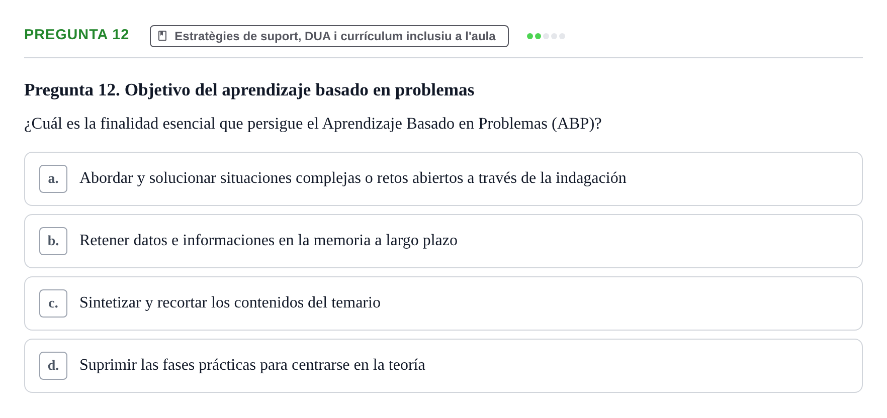 Enunciado: Pregunta 12
