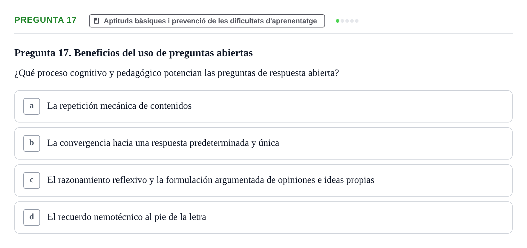 Enunciado: Pregunta 17