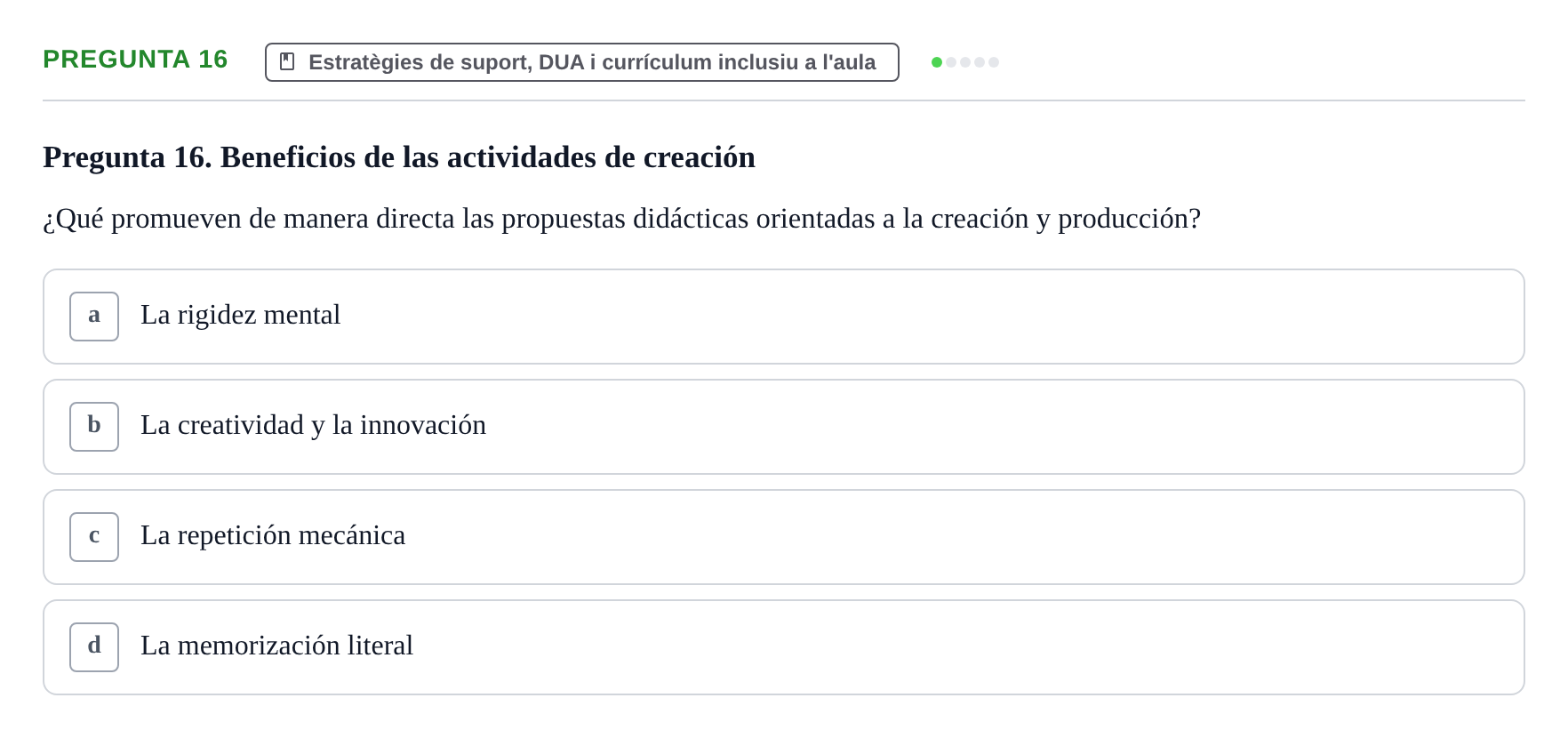 Enunciado: Pregunta 16