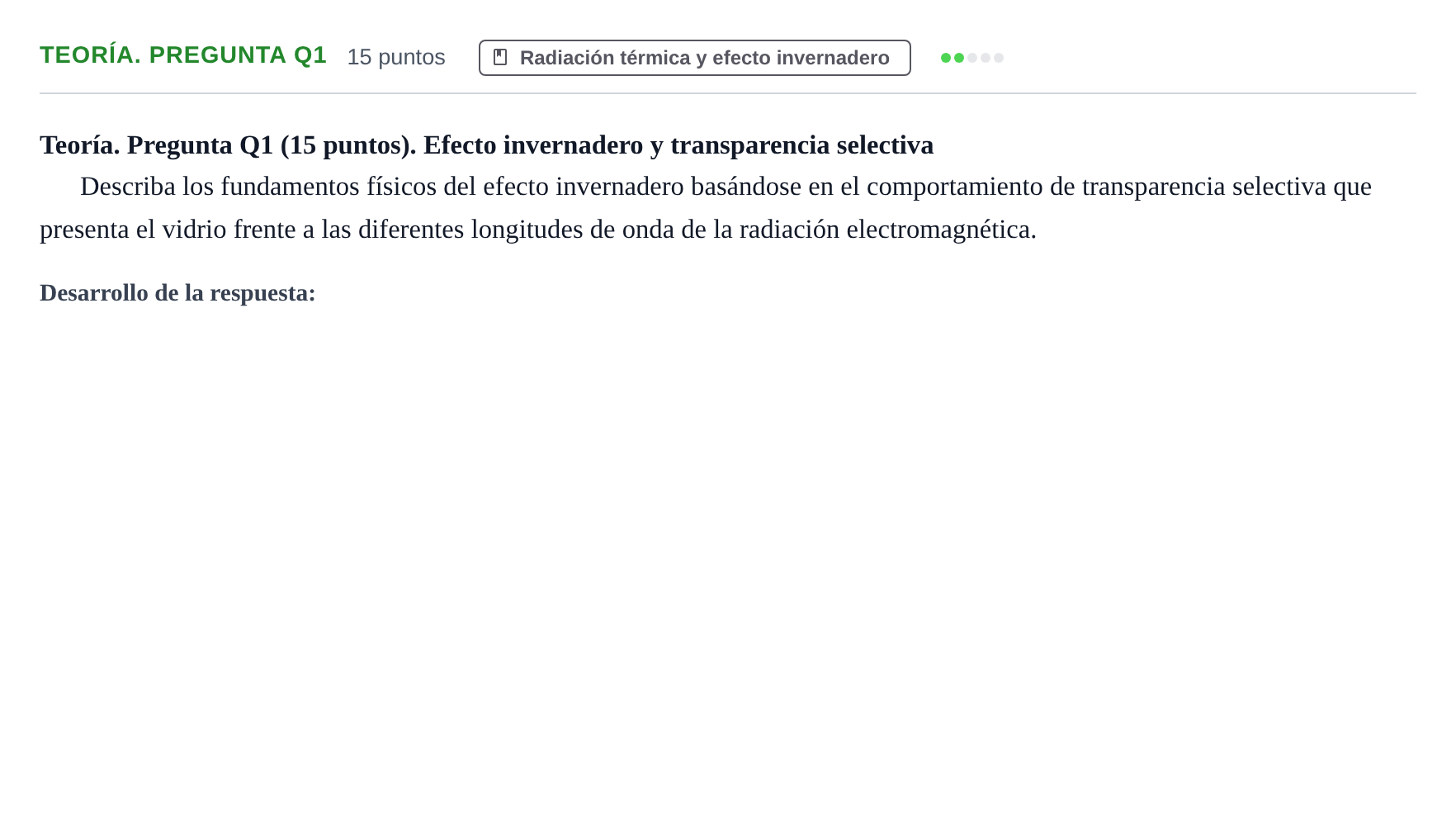 Enunciado: Ejercicio Teoría. Pregunta Q1 · Física II UPC 2016