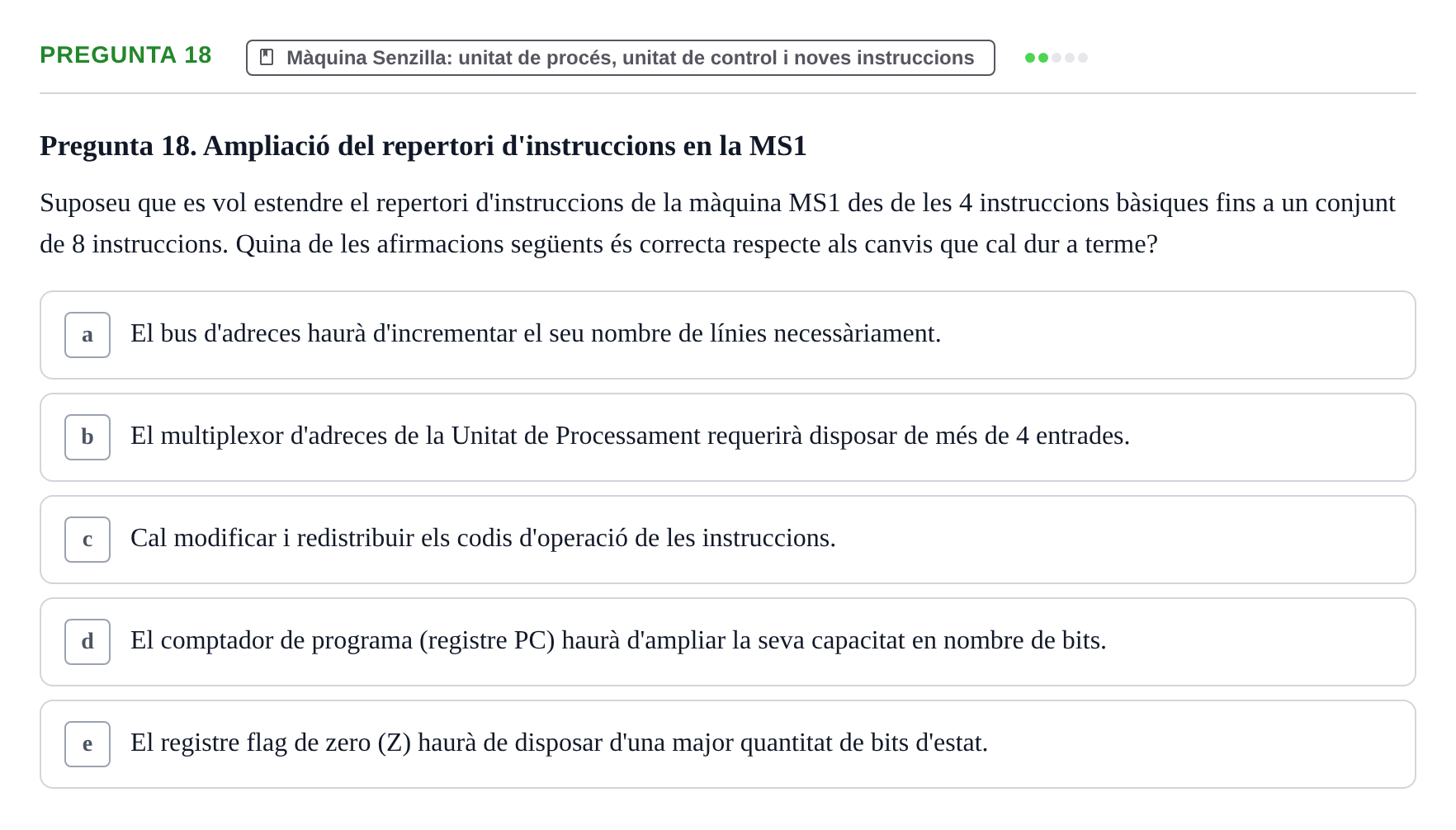Enunciado: Pregunta 18 · Estructura i tecnologia de computadors II UDG Exemples