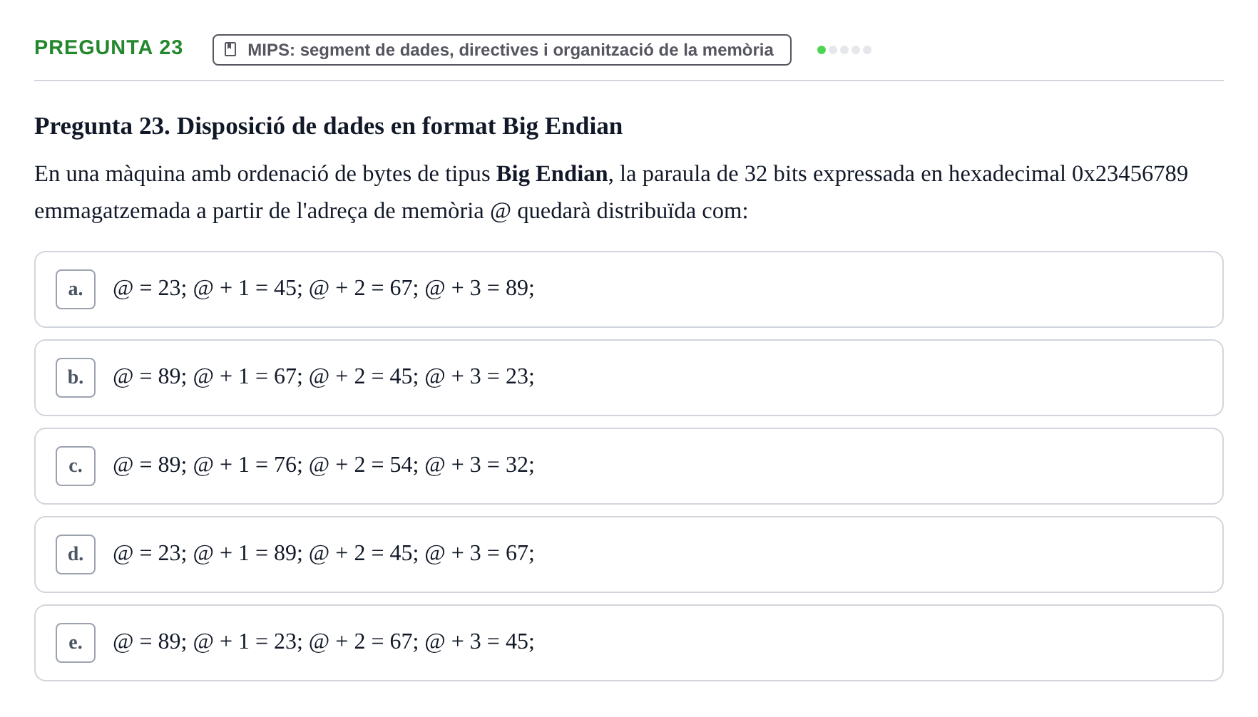 Enunciado: Pregunta 23 · Estructura i tecnologia de computadors II UDG Exemples