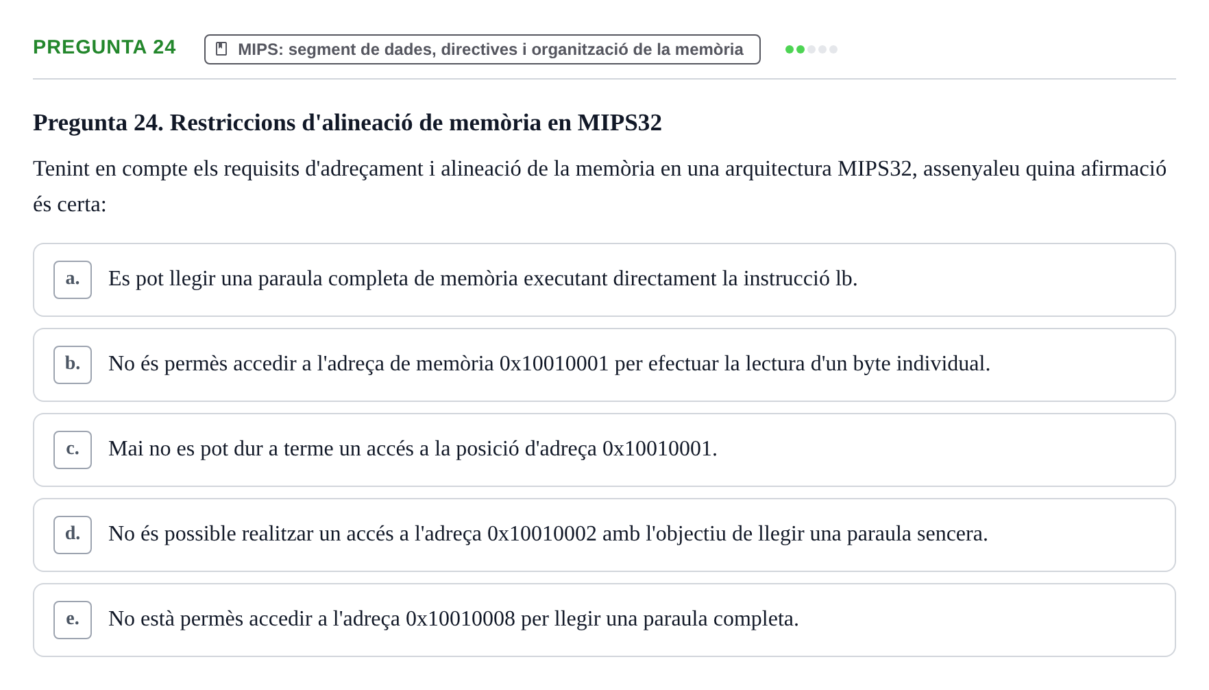 Enunciado: Pregunta 24 · Estructura i tecnologia de computadors II UDG Exemples
