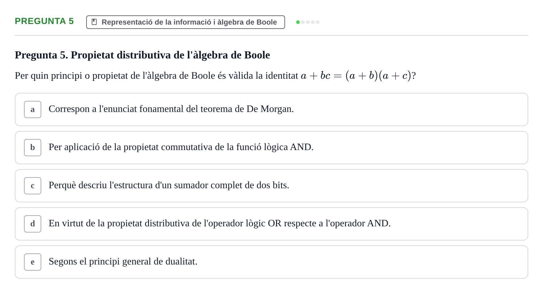 Enunciado: Pregunta 5 · Estructura i tecnologia de computadors II UDG Exemples