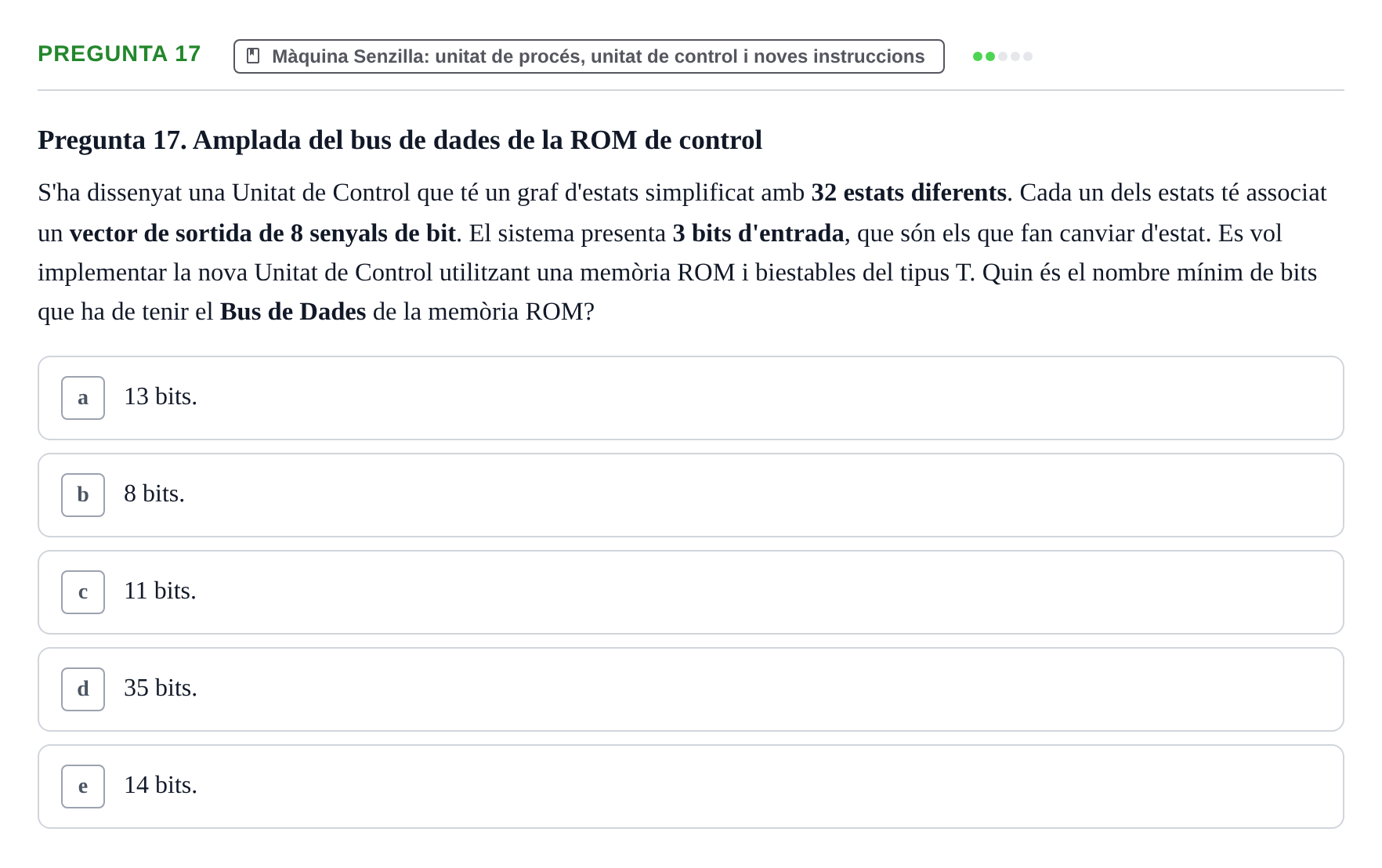 Enunciado: Pregunta 17 · Estructura i tecnologia de computadors II UDG Juny