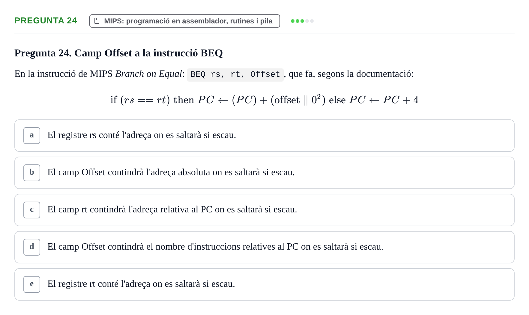 Enunciado: Pregunta 24 · Estructura i tecnologia de computadors II UDG Juny