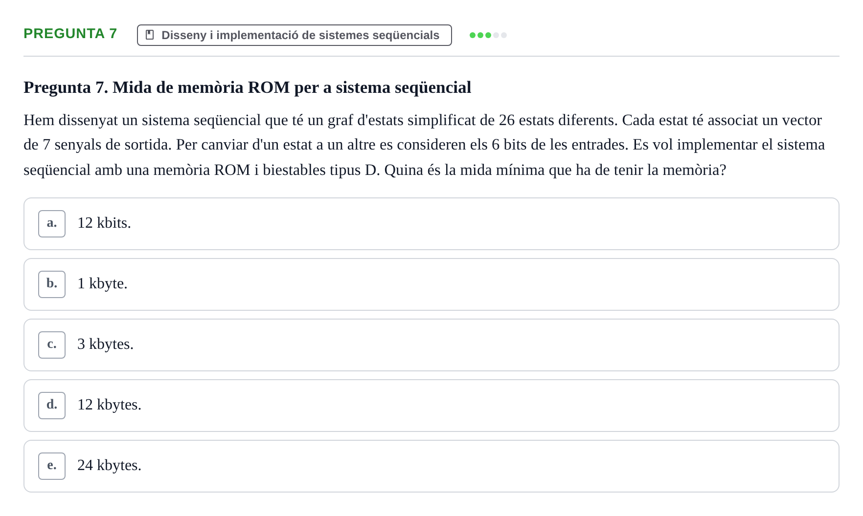 Enunciado: Pregunta 7 · Estructura i tecnologia de computadors II UDG Juny