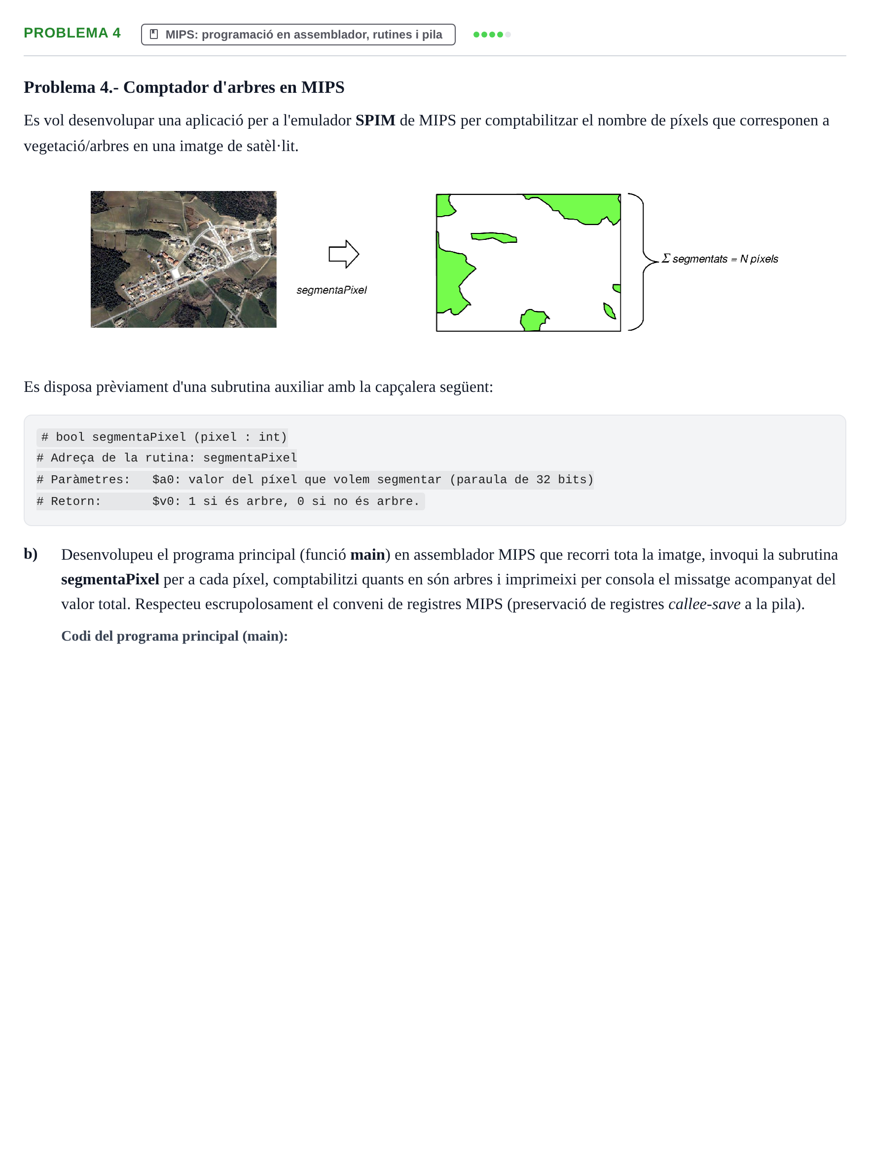 Enunciado: Problema 4 - MIPS: programació en assemblador, ru… · Estructura i tecnologia de computadors II UDG Juny