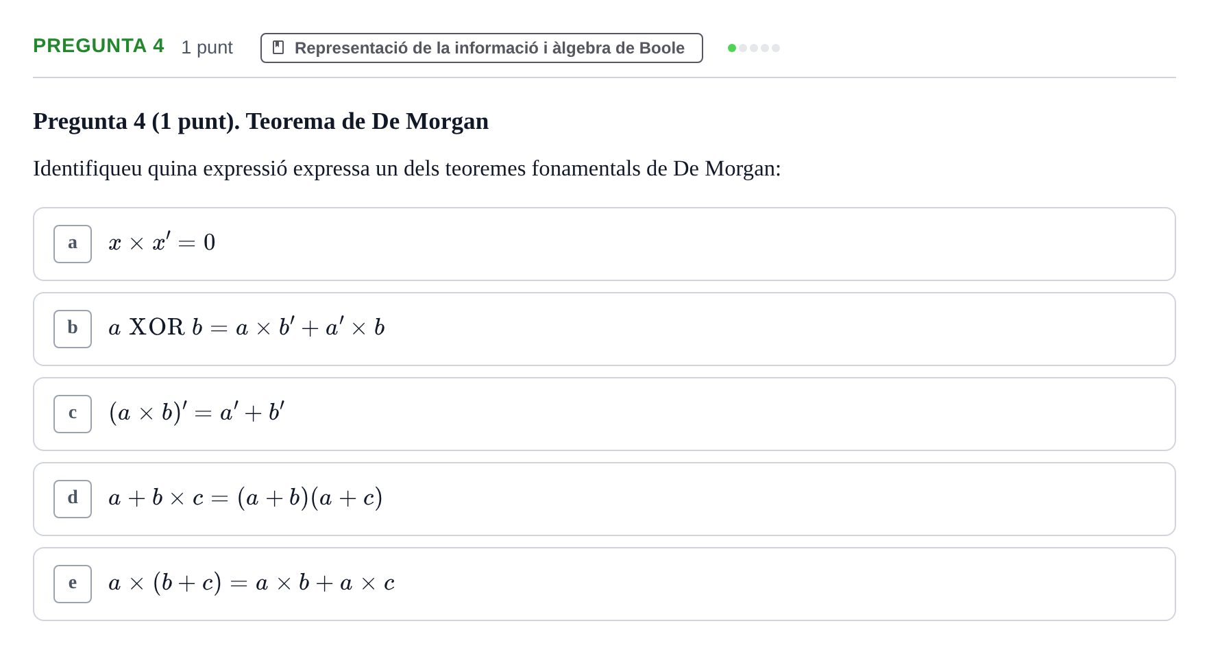 Enunciado: Pregunta 4 · Estructura i tecnologia de computadors II UDG Examen final de Juliol. Prova de Test