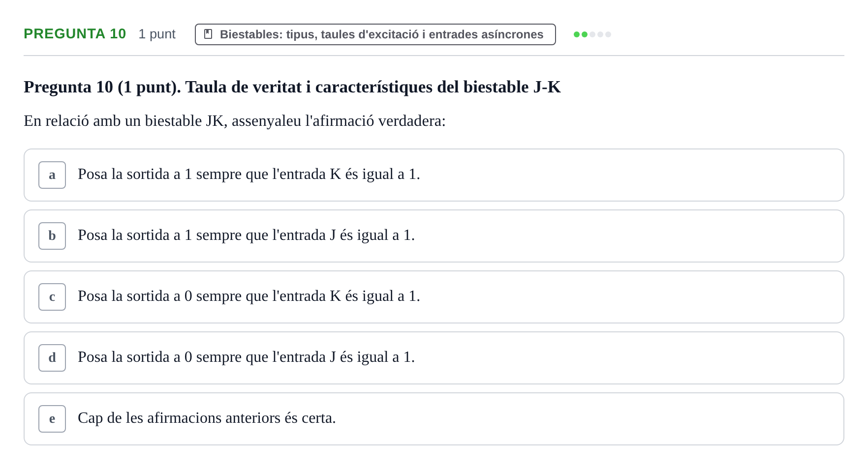 Enunciado: Pregunta 10 · Estructura i tecnologia de computadors II UDG Juny