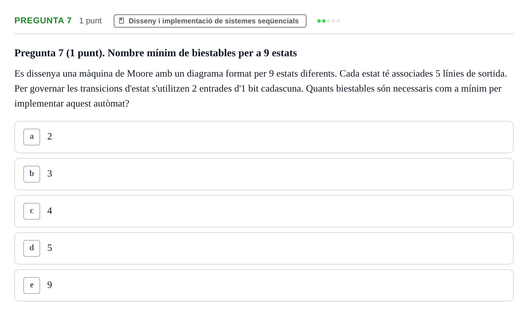 Enunciado: Pregunta 7 · Estructura i tecnologia de computadors II UDG Juny