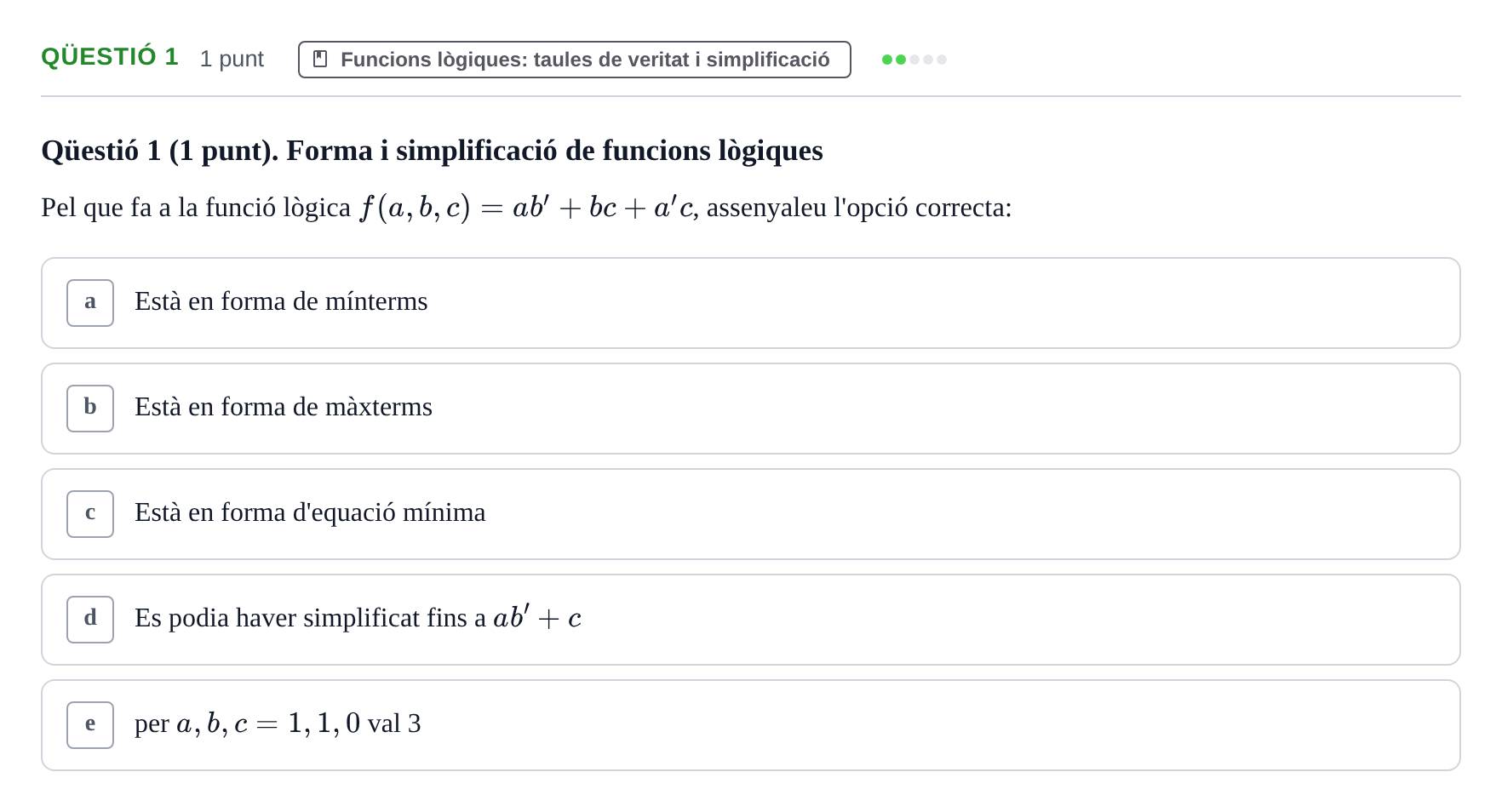 Enunciado: Ejercicio Qüestió 1 · Estructura i tecnologia de computadors II UDG Juny