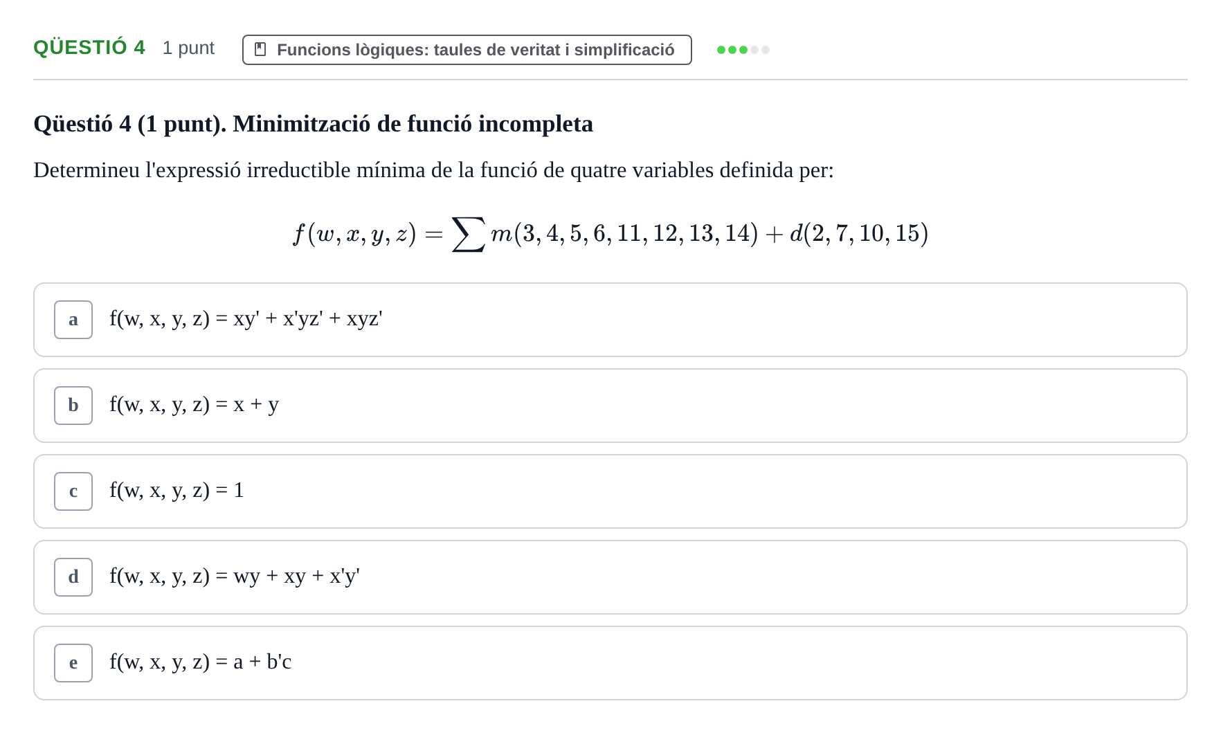 Enunciado: Ejercicio Qüestió 4 · Estructura i tecnologia de computadors II UDG Juny