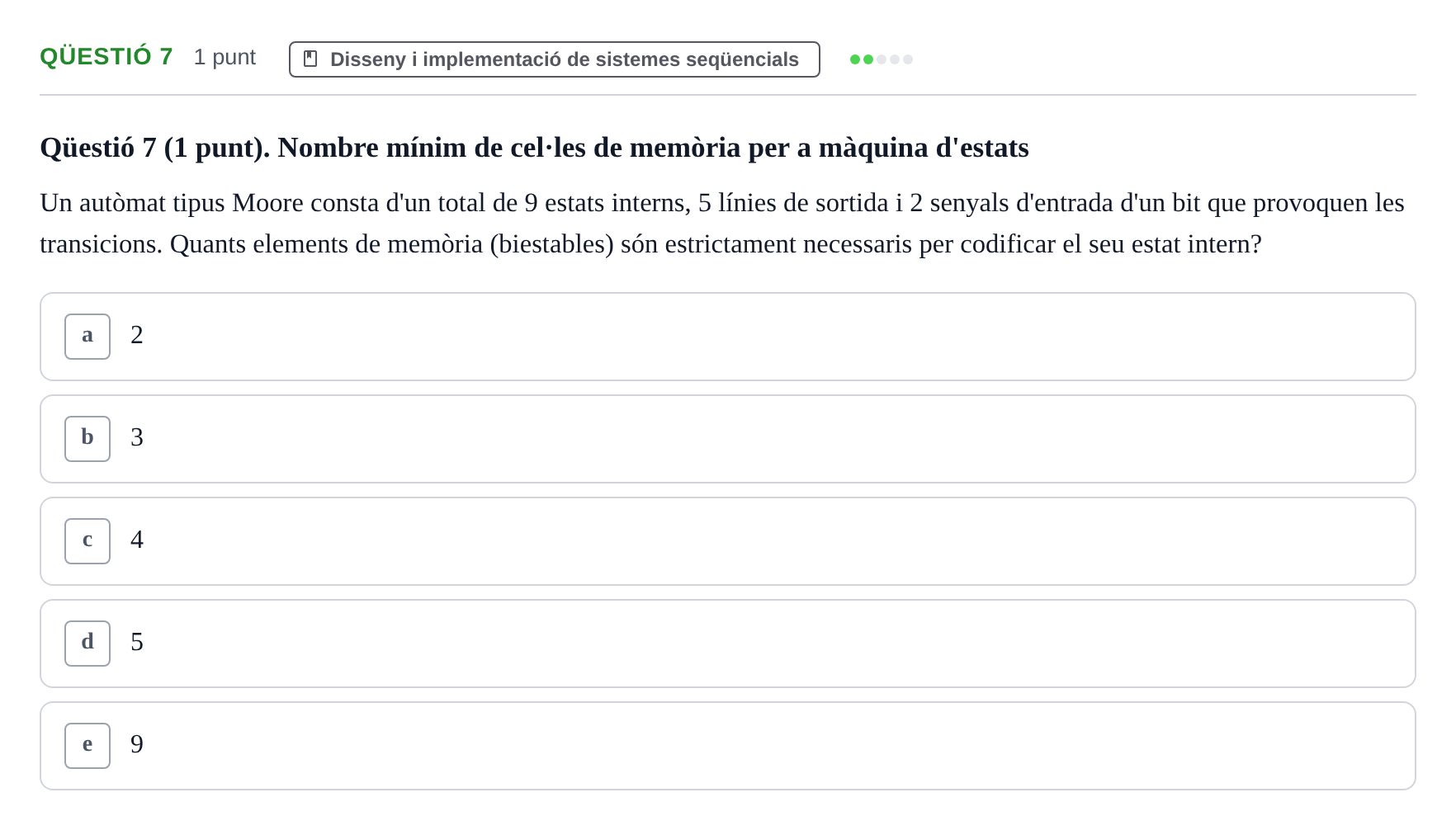 Enunciado: Ejercicio Qüestió 7 · Estructura i tecnologia de computadors II UDG Juny