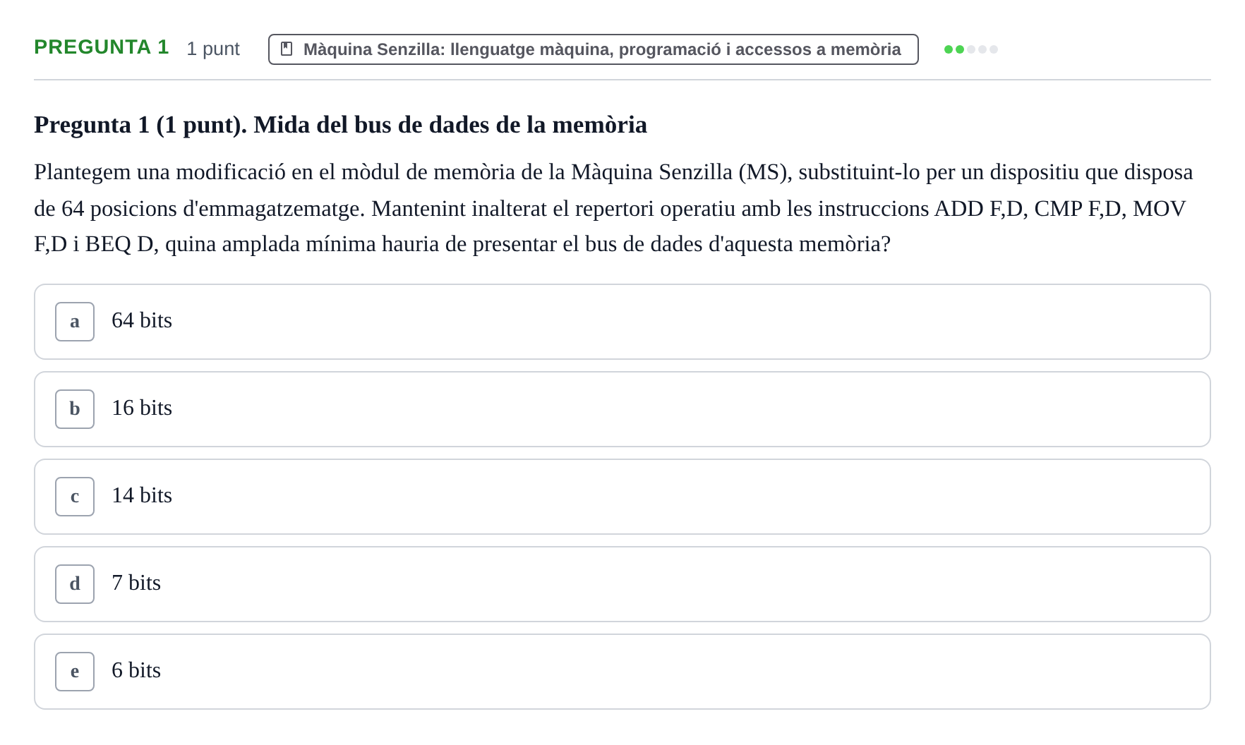 Enunciado: Pregunta 1 · Estructura i tecnologia de computadors II UDG Exemples