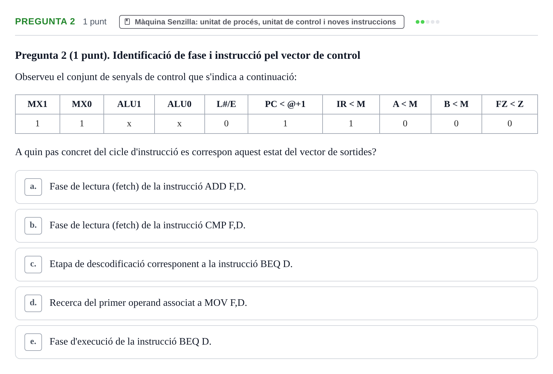 Enunciado: Pregunta 2 · Estructura i tecnologia de computadors II UDG Exemples
