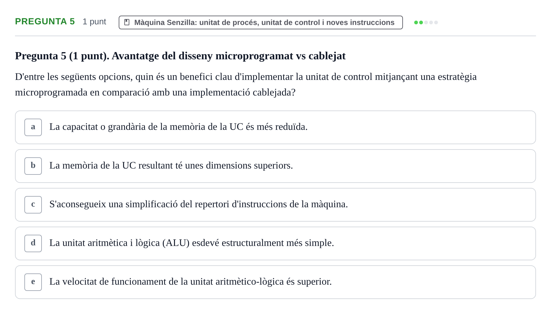 Enunciado: Pregunta 5 · Estructura i tecnologia de computadors II UDG Exemples
