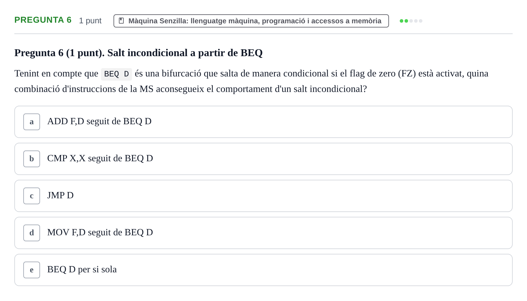 Enunciado: Pregunta 6 · Estructura i tecnologia de computadors II UDG Exemples