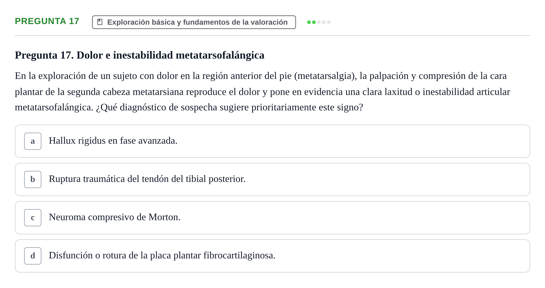 Enunciado: Pregunta 17