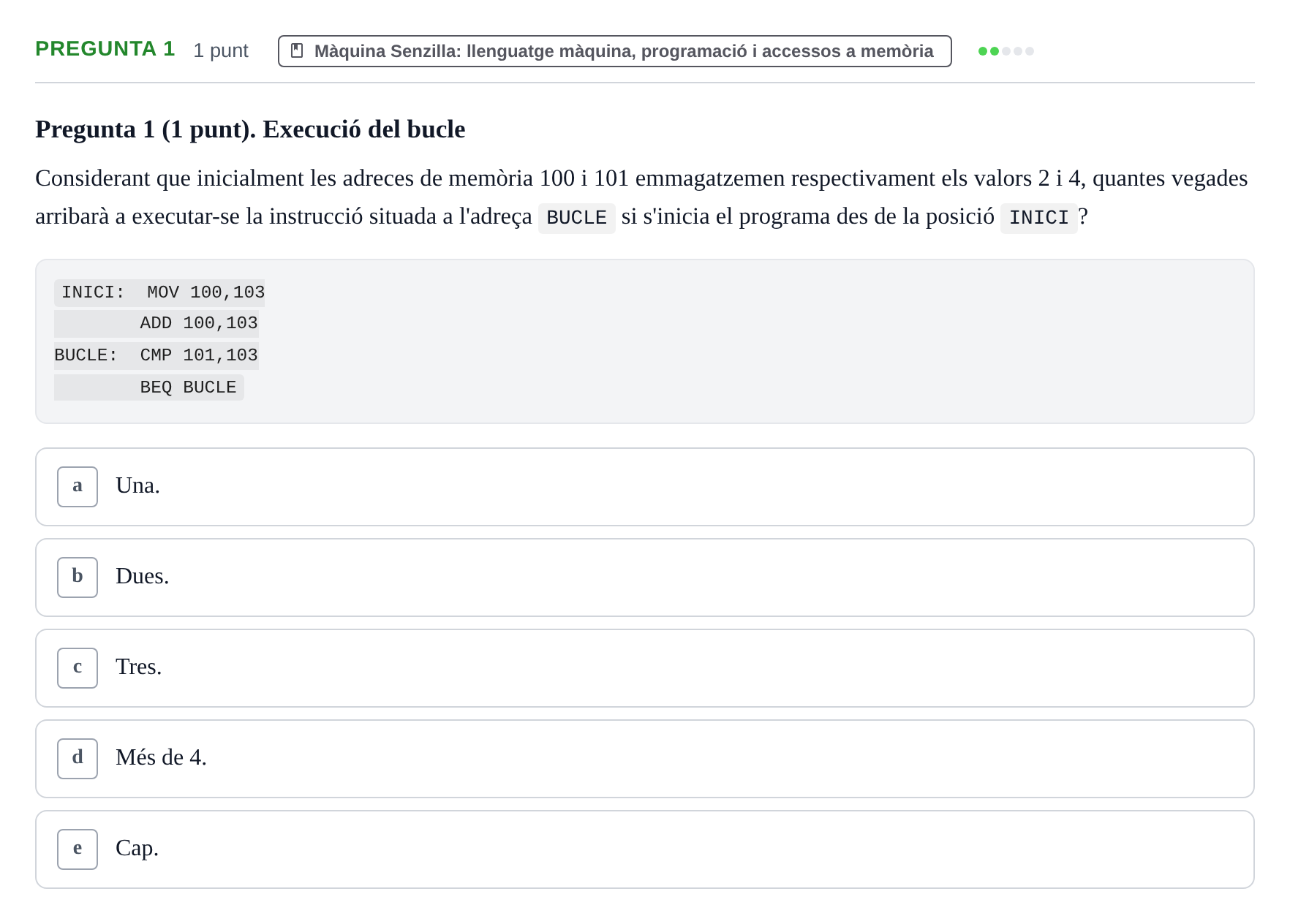 Enunciado: Pregunta 1 · Estructura i tecnologia de computadors II UDG Exemples