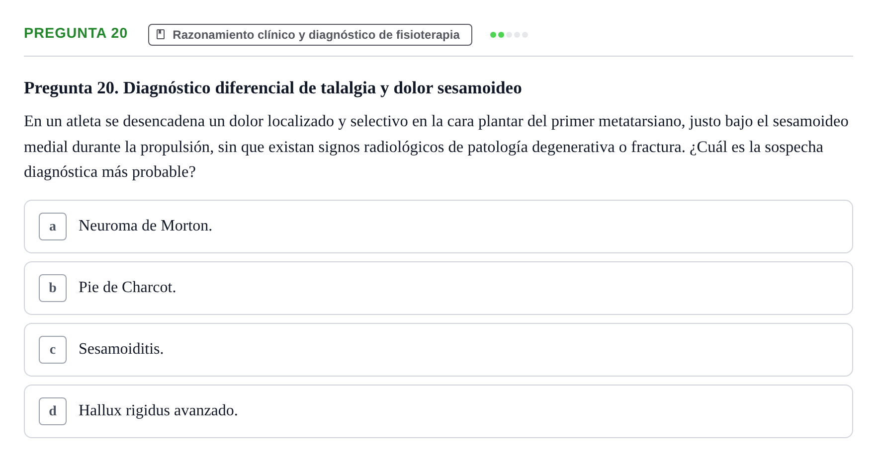 Enunciado: Pregunta 20