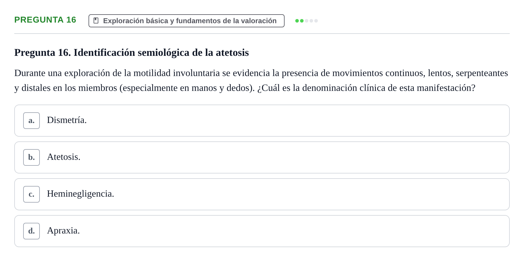 Enunciado: Pregunta 16